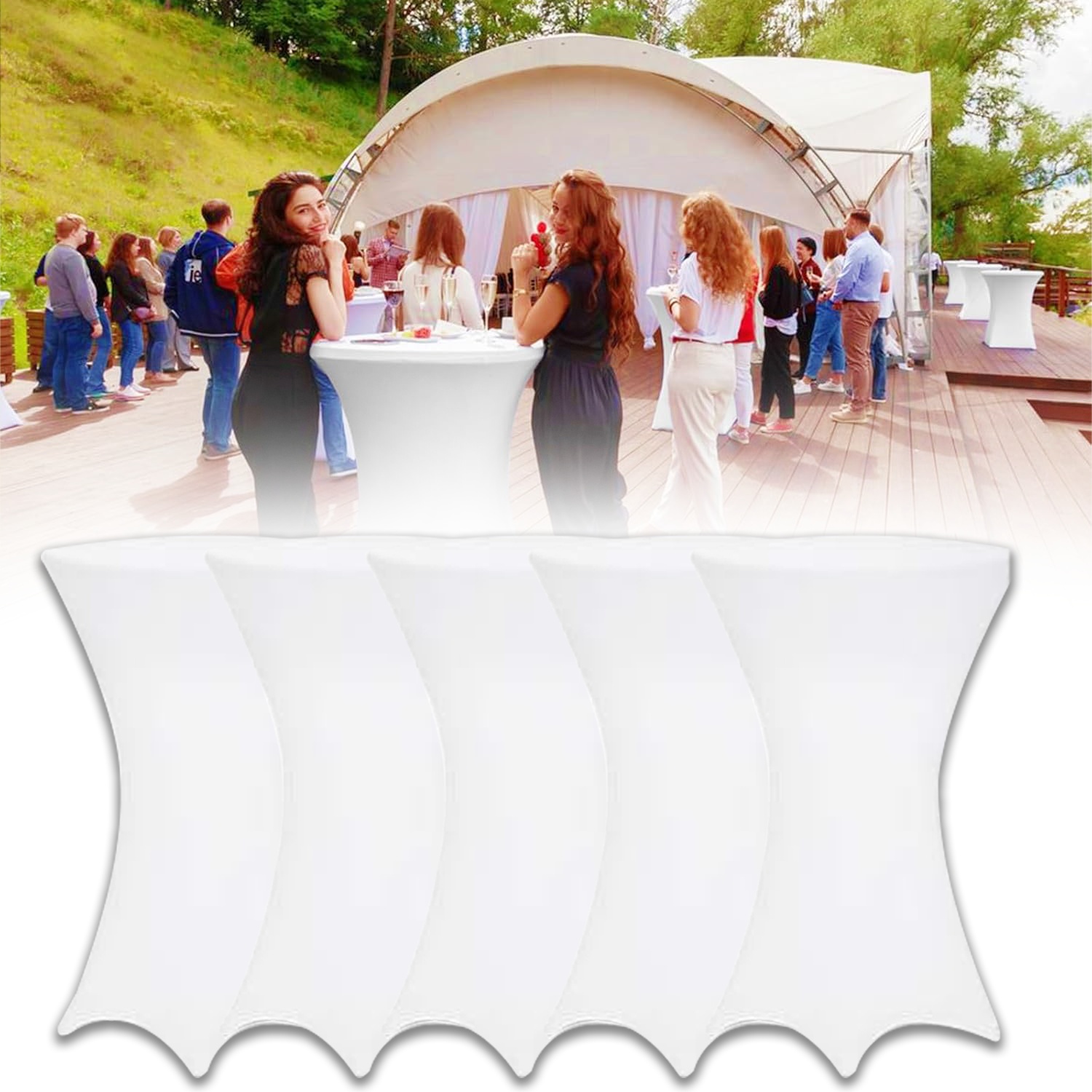 5 Pack Cocktail Table Covers, Spandex Stretch Tablecloth Elastic Table Cover Tablecloth Fitted High Top Bar Table For Party, Dj, Bar, Wedding, Birthday, Banquet,, 80*110cm