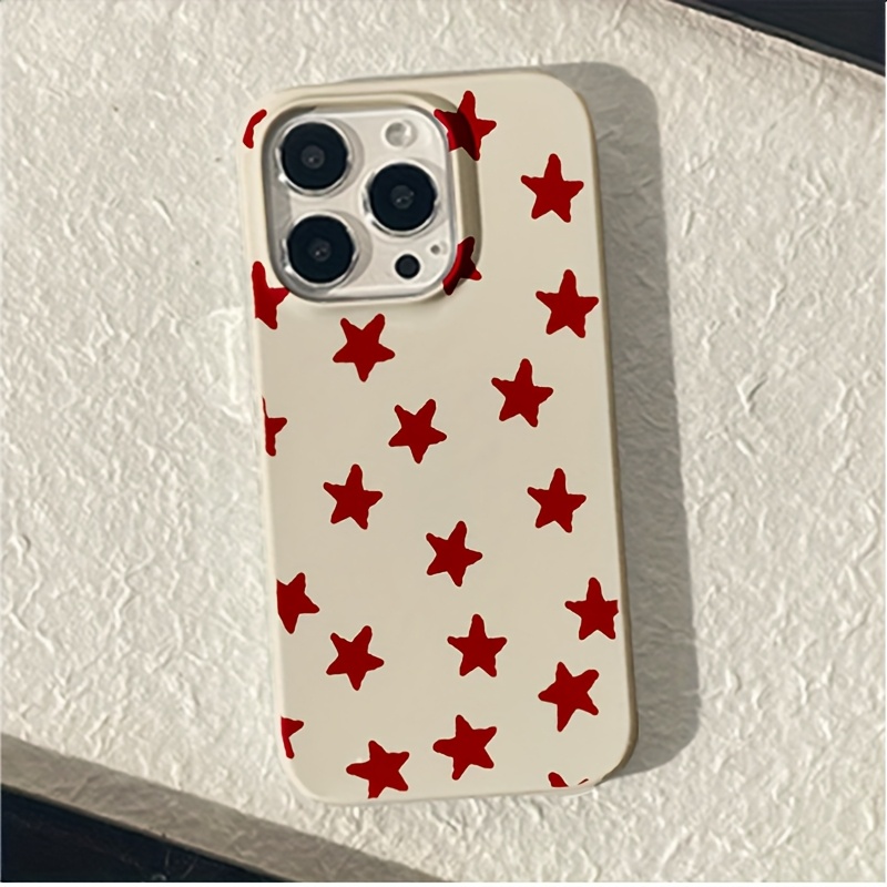 TEMU Coque de téléphone - Coque de protection tendance anti-chute avec étoile rouge pleine écran et grand trou, adaptée pour