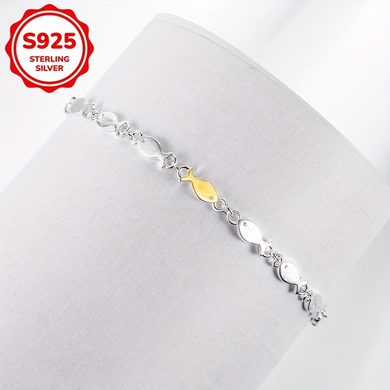 S925 Silver Two Spliced Fish Bracelet