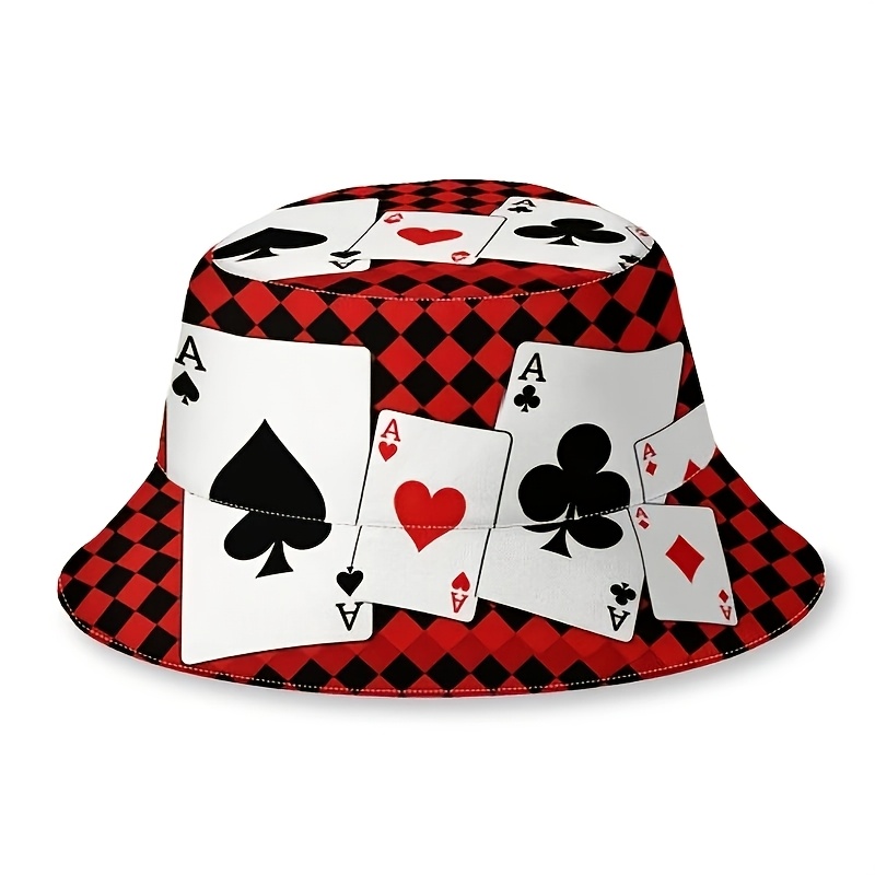 TEMU 1pc Bucket Hat Men Women's Thin Hat 4 A Poker Cards Design Summer Hip Hop Bucket Hat