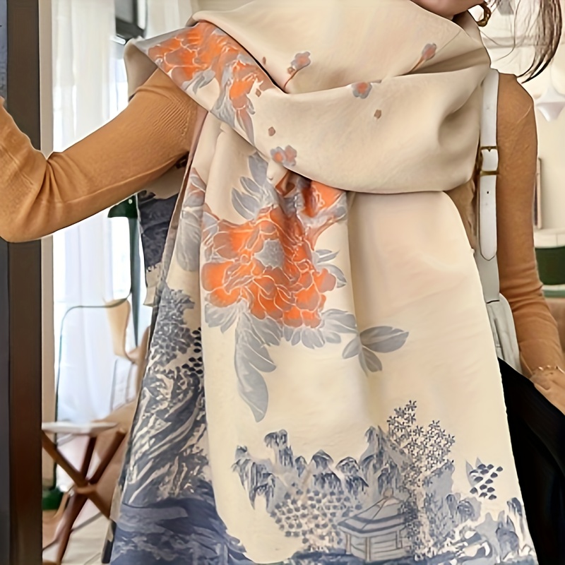 

Elegant Chinese-inspired Scarf For Women - , Warm & Shawl For Autumn/winter | Polyester, Non-stretch, Hand Or Only