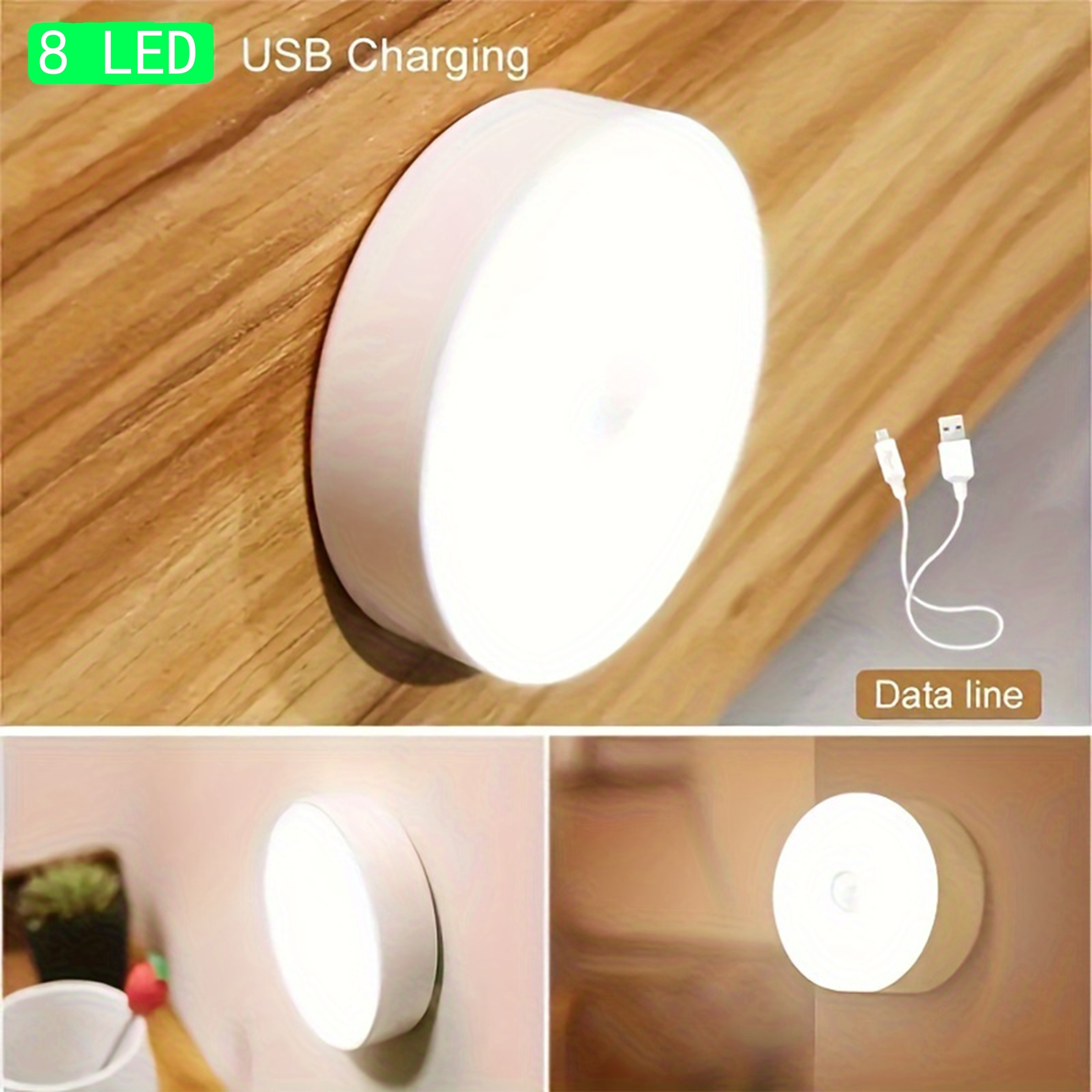 

Usb Rechargeable Led Night Light With Motion Sensor - Energy-efficient, Auto-on/off Feature For Bedroom, Living Room, Hallway & More