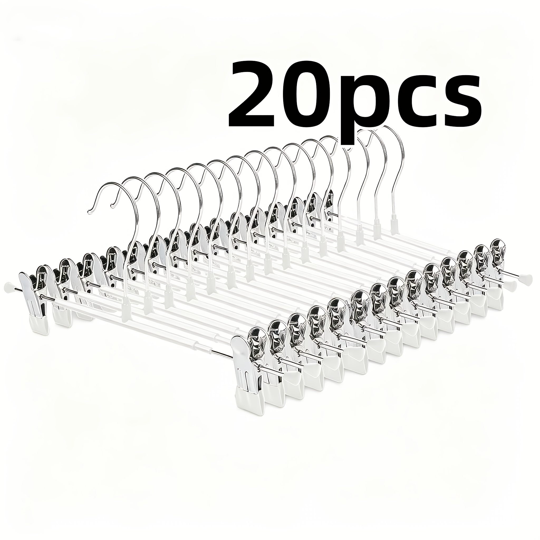 TEMU Lot de 20 cintres à crochet réglables, cintres en métal antidérapants et encombrants, adaptés pour pantalons, jupes et divers vêtements - vos
