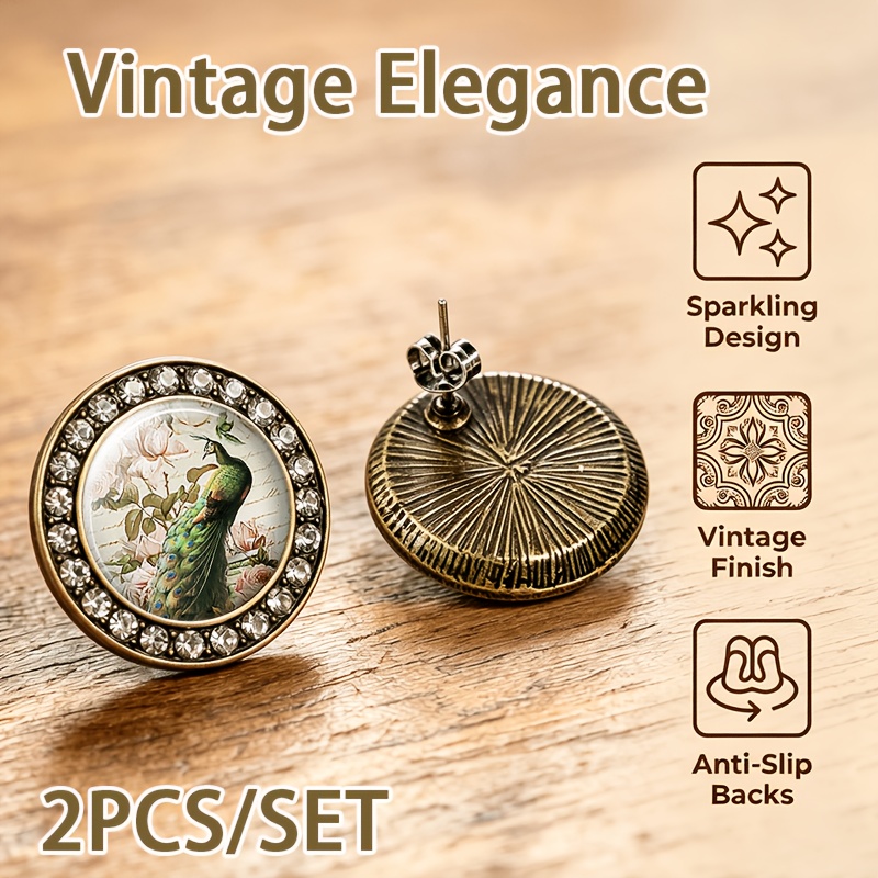 2pcs Set of Translucent Glass-inlaid Stud Earrings