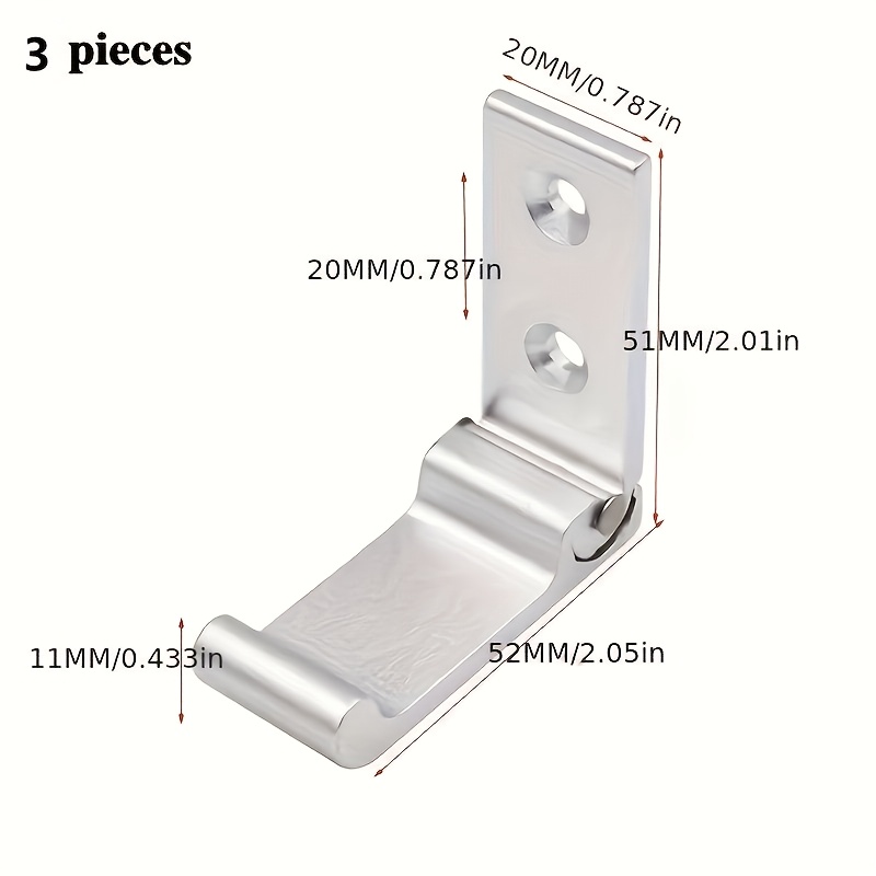 TEMU 2/3pcs Of Heavy-duty Aluminum Alloy Folding Coat Hooks - Wall-mounted, Rust-resistant, Perfect For Hanging Coats, Towels, Hats, Bags, And Gym