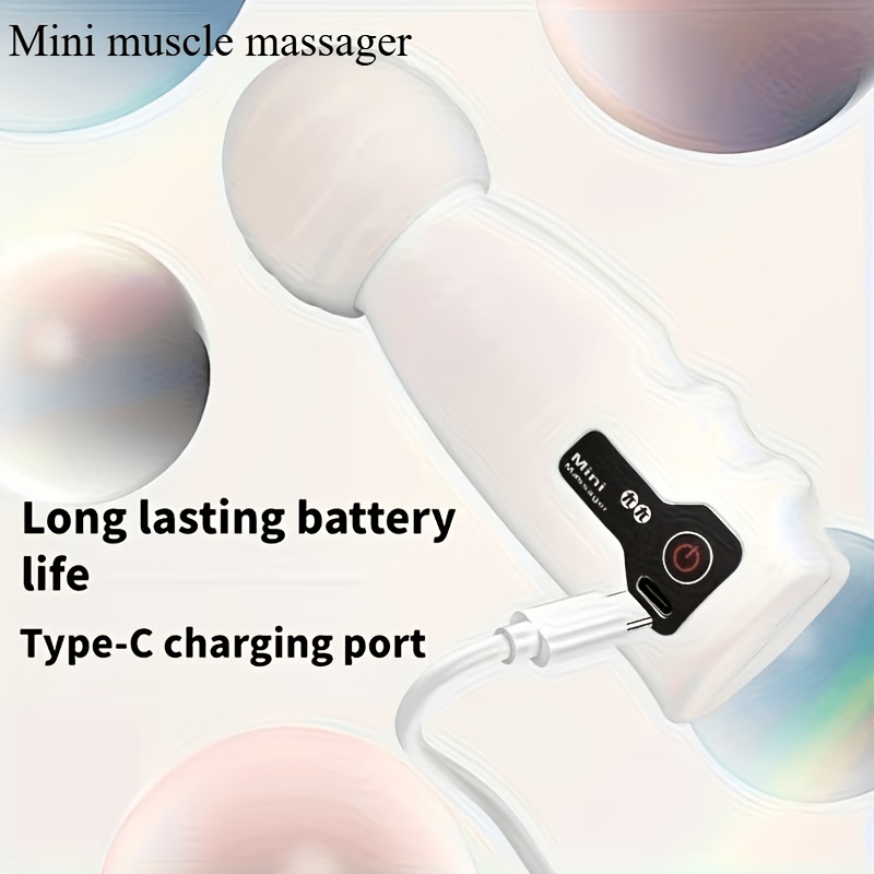 USB įkraunamas mini elektrinis masažuoklis, 4 greičių reguliuojamas nešiojamas kūno masažuoklis kaklui, nugarai, juosmeniui, kojų raumenims, lengvas kompaktiškas kišeninis dizainas su akupresūros galvute, kad būtų lengva naudoti rankoje namuose ar kelionėse
