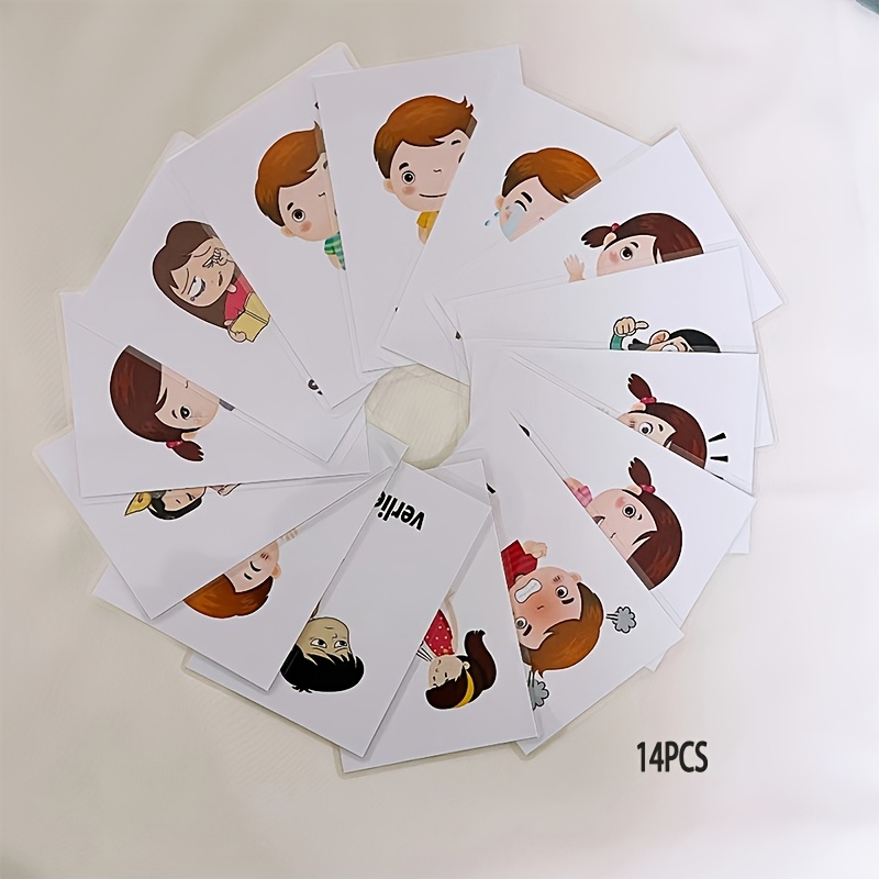14pcs German Emotion Recognition Flashcards, Fun Facial Learning Tool, Interactive Cards For German Classroom/home Education, Eq Development, Gift For German Learning Enthusiasts
