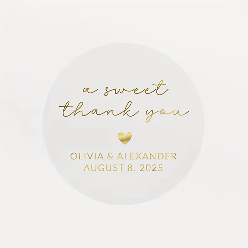TEMU Custom Product: Personalized Stickers With A Background And Golden Text, Sweet Thank You Wedding Stickers, Golden Lettering, Invitation Seal,