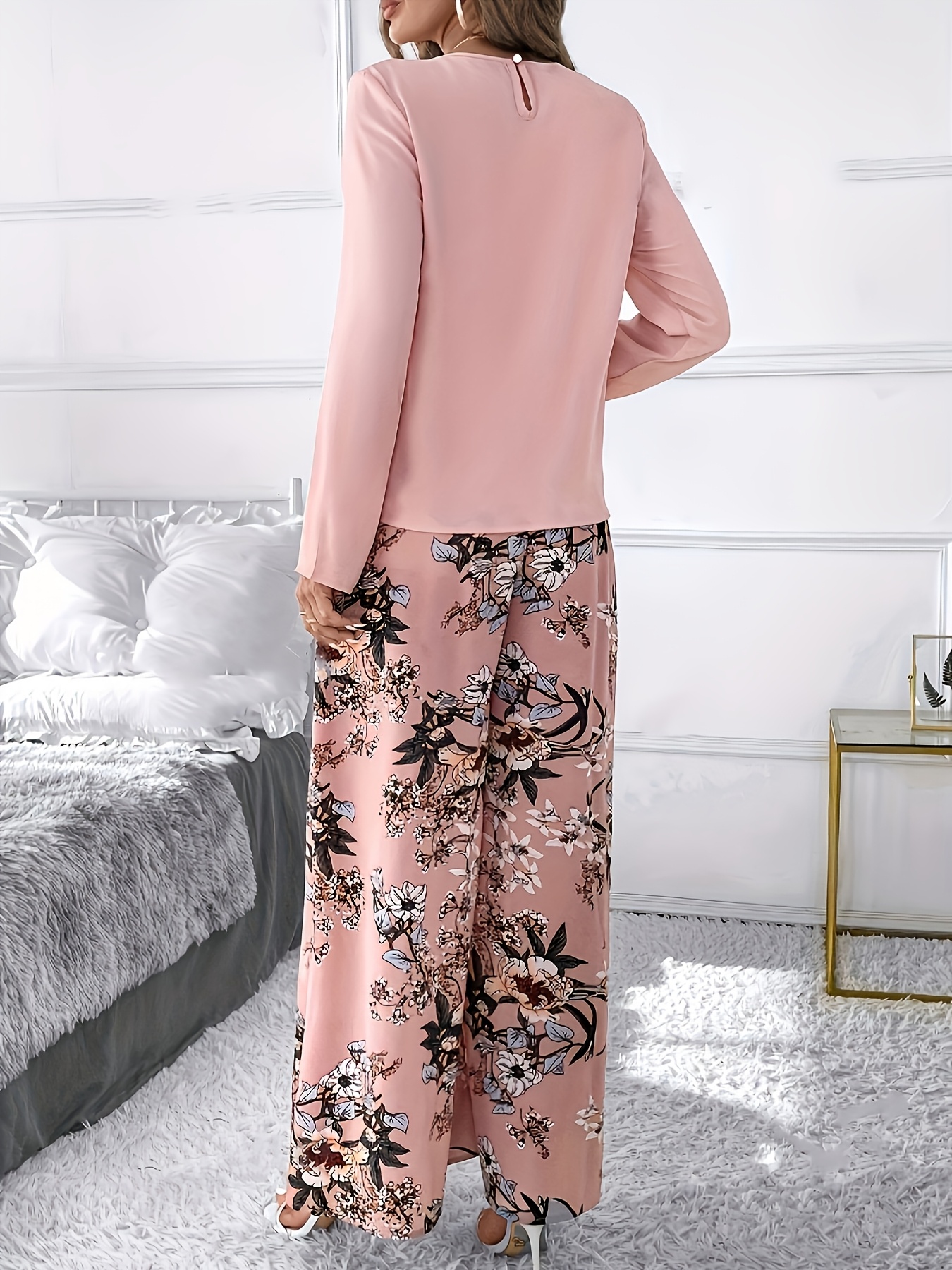 traje elegante mujer blusa rosa larga Temu Ecuador