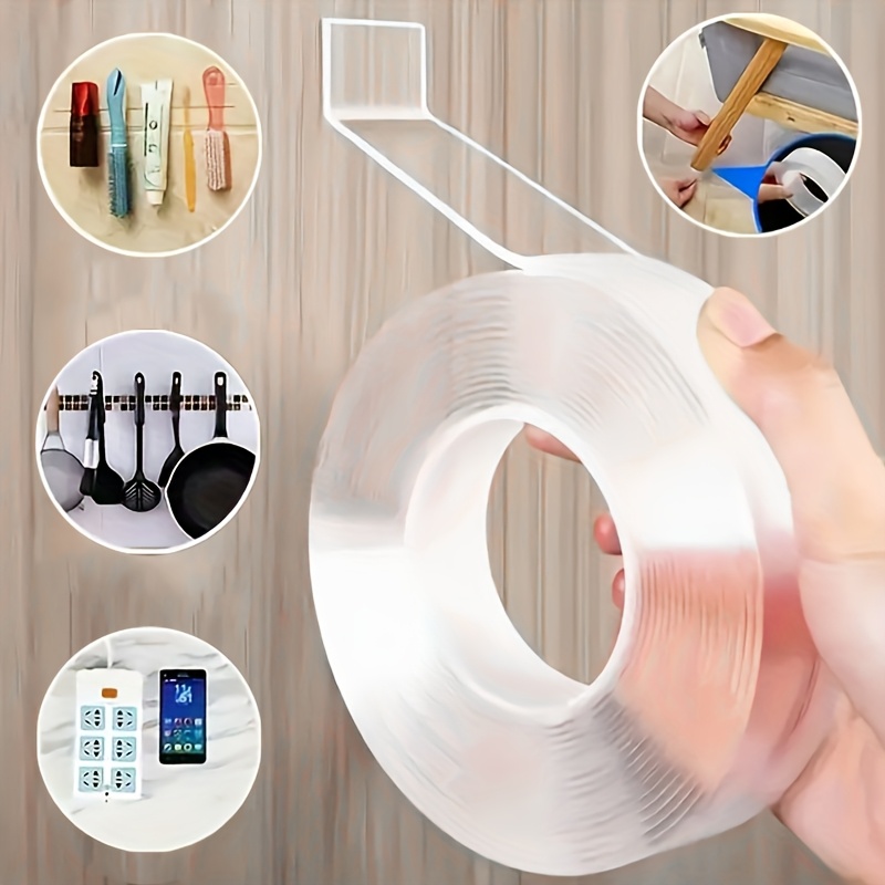

Lot de 2 adhésifs , super en fibre acrylique transparente, détachable, lavable, réutilisable pour tapis, murs photo, meubles de cuisine