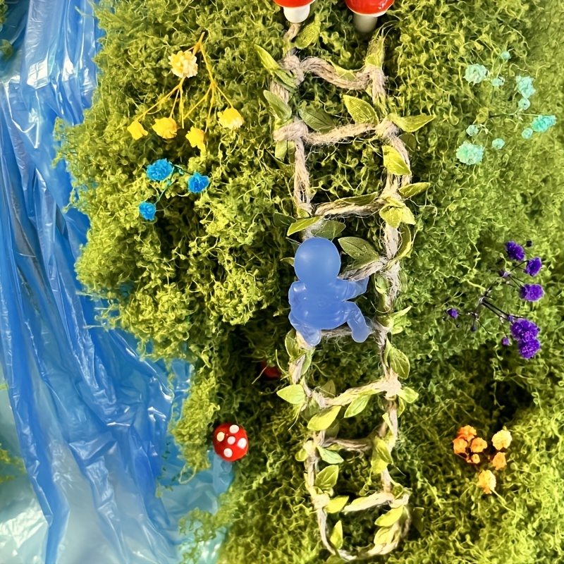 Elf Bridge Creative Rope Ladder, Diy Craft Kit, Durable Miniature Garden Decor, Dwarf Climbing Ladder For Fairy Gardens And Dollhouses, 9-step Staircase With Rustic Style