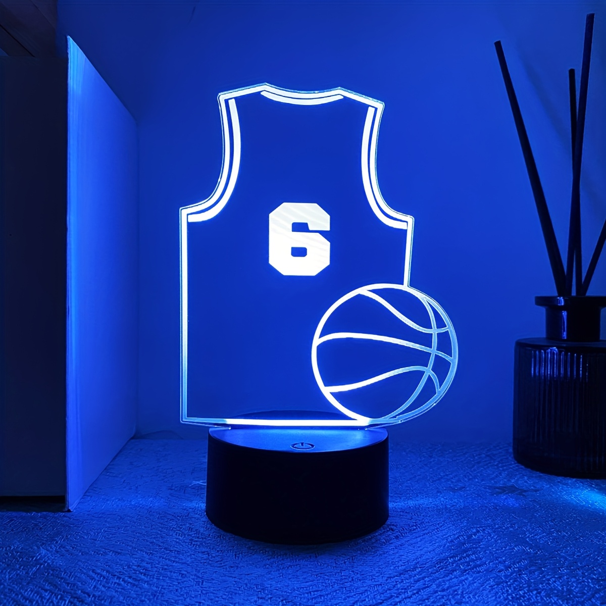 TEMU 1pc Customizable Text Name Creative 3d Mini Night Light Basketball Jersey Shape Gift For Basketball-loving Friend Birthday Holiday Gift Decor