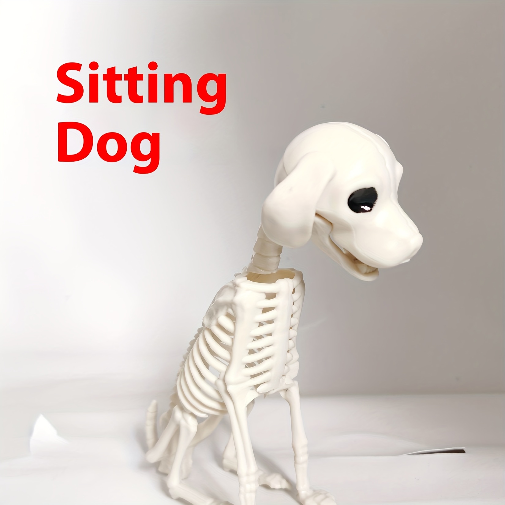 

Statue de squelette de chien en plastique contemporain, squelette au sol, thème d'Halloween, pas de batterie requise