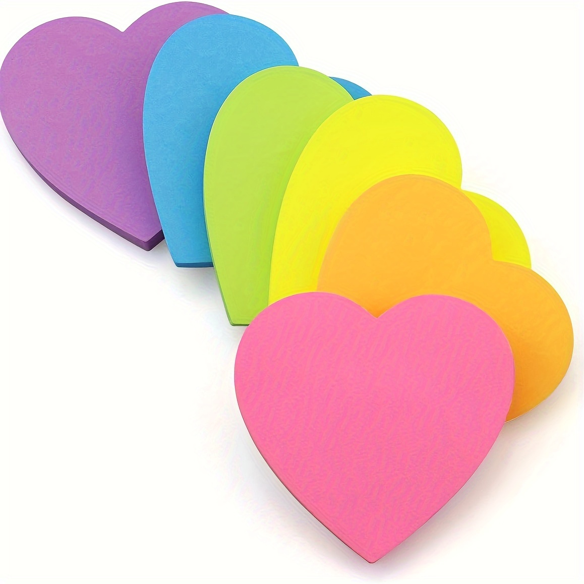 

6pads Heart Shaped Self Sticky Post Notes, Bright Colorful Creative Sticky Notes For Notebooks School Office Supplies 30pages/pad, 180 Pages