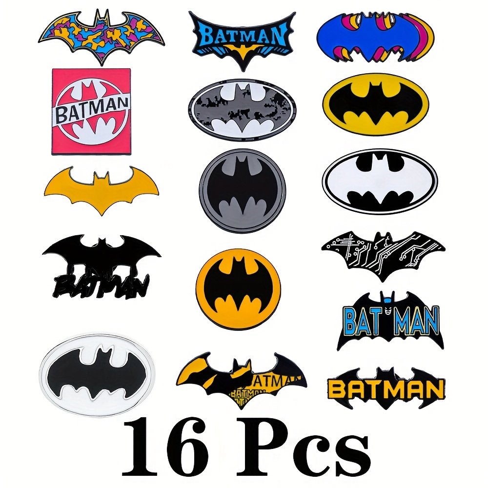 TEMU 16 spille creative a animati con spille smaltate di Batman, badge in metallo per gioielli, abbigliamento e accessori per zaini, regalo per gli
