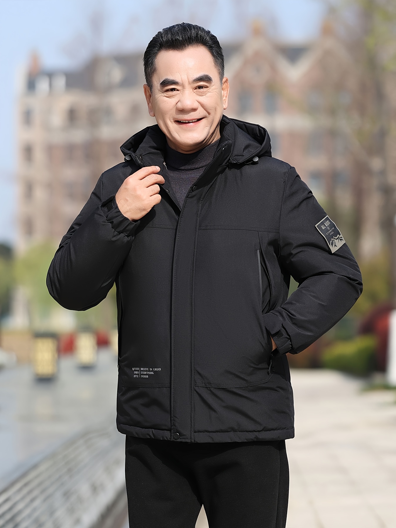 Men's Thickened Winter Ski Jacket, Casual Outdoor Windbreaker
