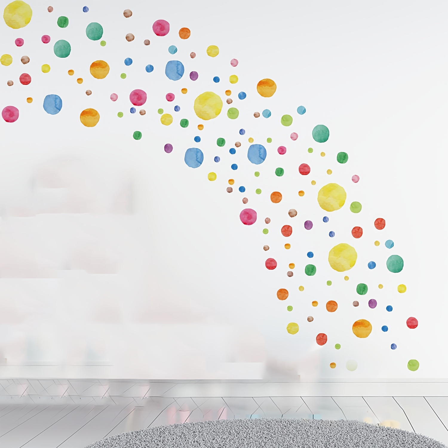 Image of 140pcs Of Bohemian Style Watercolor Dot Wall Stickers For Home Decoration In Bedrooms And Living Rooms