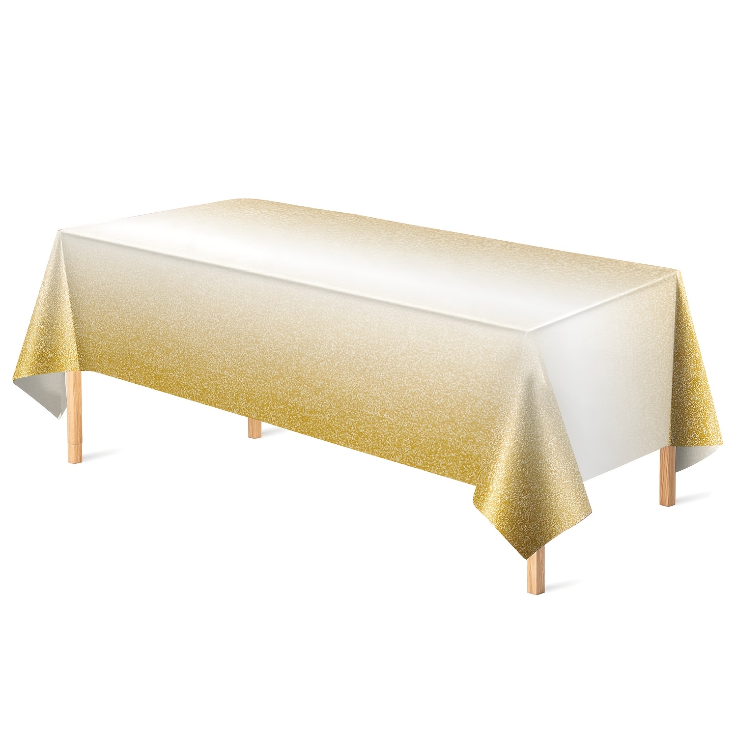TEMU 1 nappe jetable blanche dorée dégradée, à paillettes dorées éclatantes, pour les fêtes d'anniversaire, les célébrations d'anniversaire, les