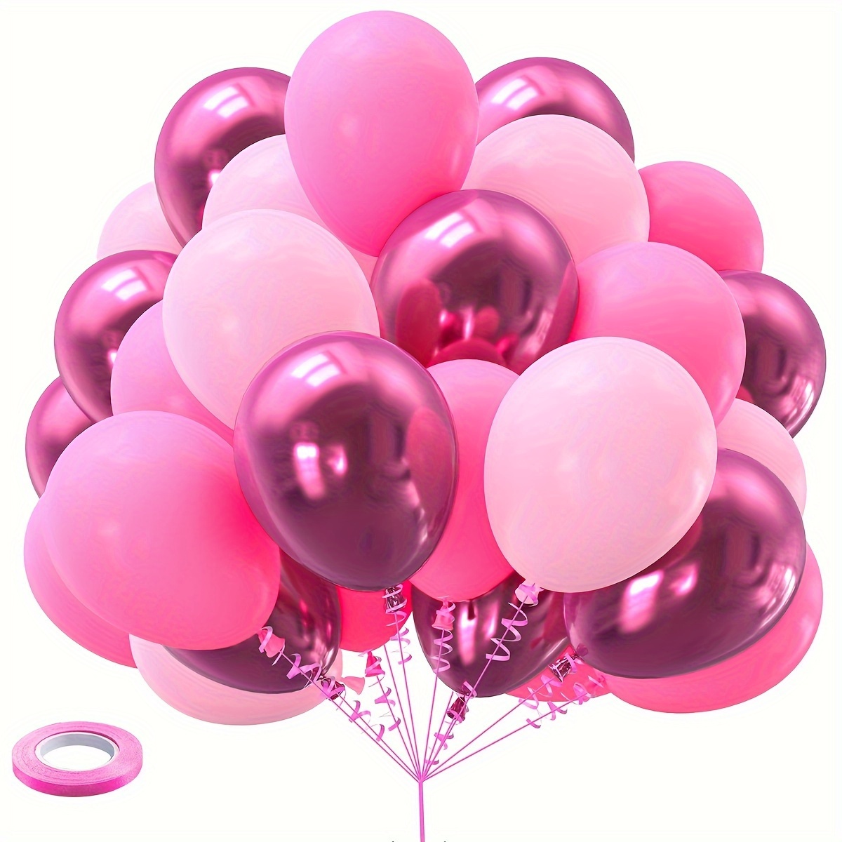 

61-piece Metallic Rose Balloon Set - 12" Latex, Perfect For Princess Birthdays, Weddings & Engagements - Includes Curling Ribbon