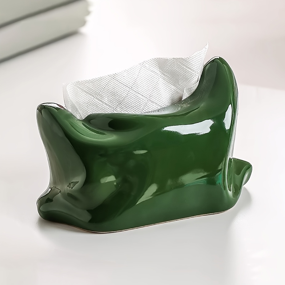 1 ceramic tissue box creative   in glossy green white ideal for bathroom living room bedroom dining table decor   accessory for thanksgiving Product details 0