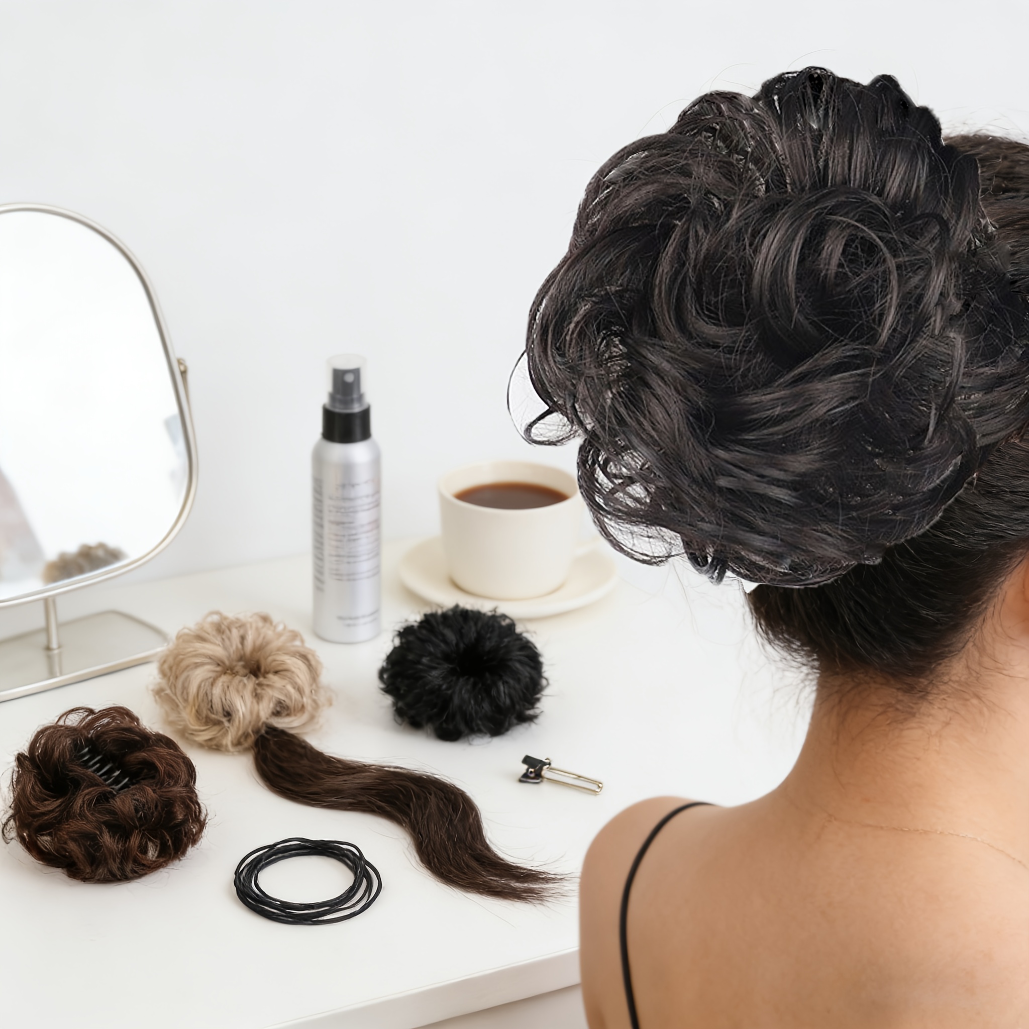 claw clip messy bun hair piece wavy curly hair bun clip in  display picture 3
