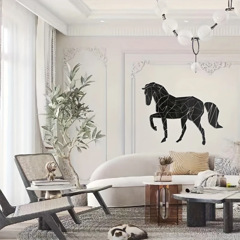 stunning acrylic wall decoration diy 3d self wall art reflective surface protective film and home office or any room horse theme details 14