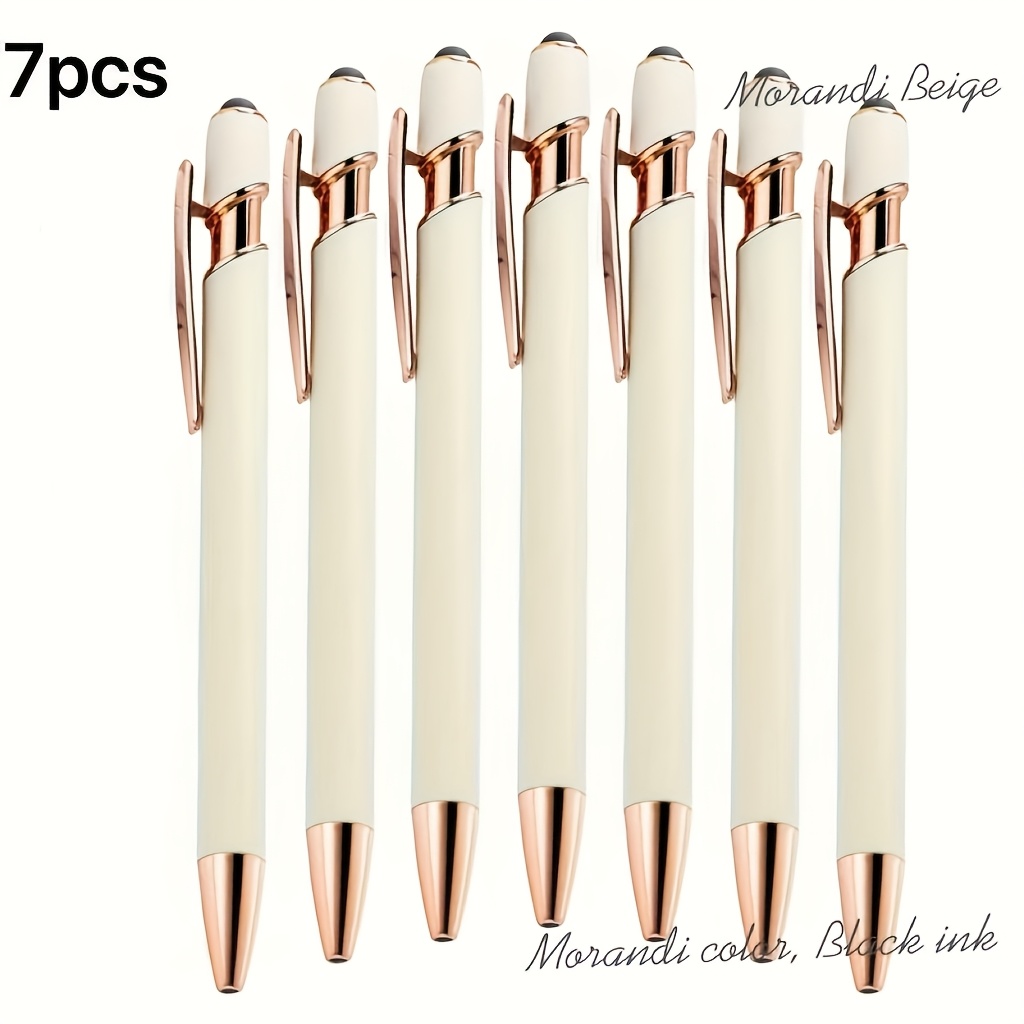 7 Elegant Metal Ballpoint Pens - Smooth Writing, Suitable For Students And Office Use, Black Ink - Gift, Stationery