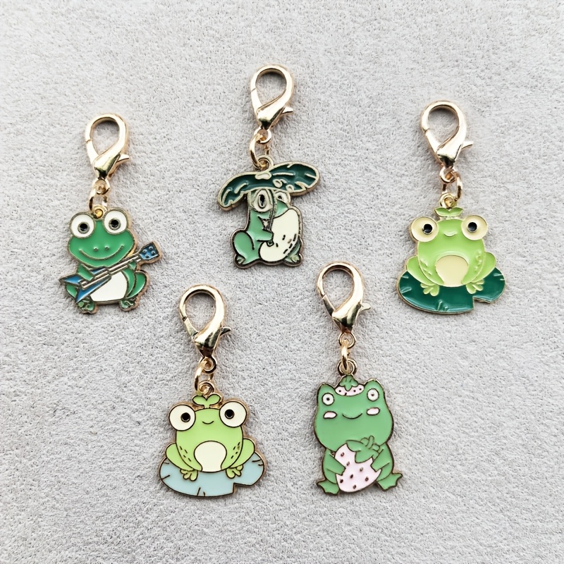 TEMU 5pcs Cute Enamel Frog Keychains, Frog Bag Charms Women Backpack Keys&purse Decoration Adorable Gift For Birthday Party Favors