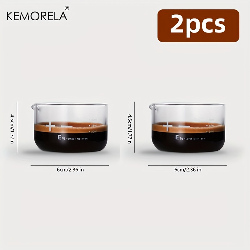 Kemorela 1/2pcs Glass Coffee And Milk Measuring Cups - Precision, With Scale, Durability And For Baristas
