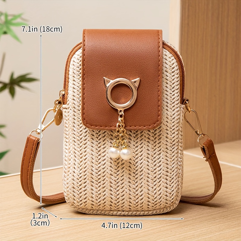 Image of Minimalist And Fashionable 's Mini Diagonal Cross Phone Bag, 0 Wallet, Fabric Design, Cute Bag