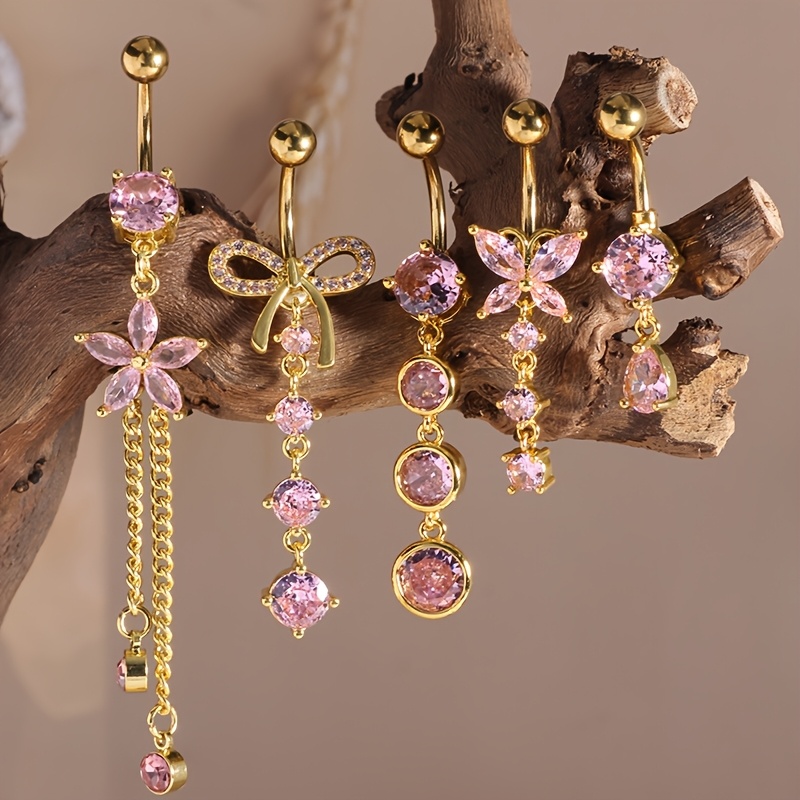 E-shop 5-teiliges Set Damen Bauchnabelpiercings – Stylischer Körperschmuck mit Bauchnabelringen (Nabelpiercings) für den täglichen Gebrauch &