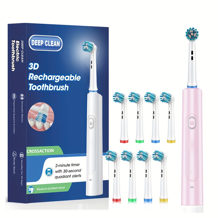 Round Head Electric Toothbrush, Toothbrush 8 Brush Head Set, Efficient