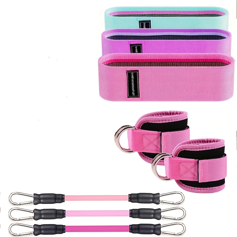 8pcs Yoga Resistance Bands Set For Leg And Hip Shaping, Multi-level Tension Fitness Equipment With Ankle Straps