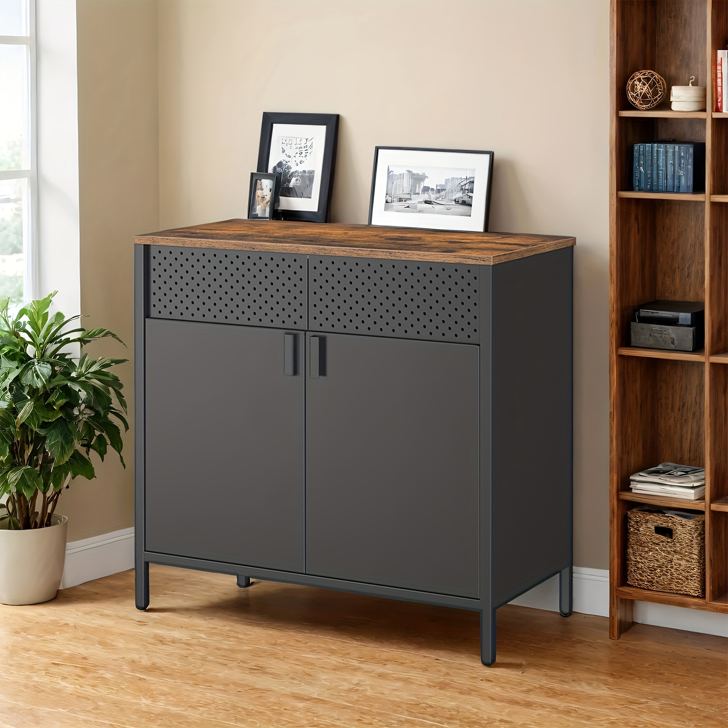 Storage Cabinet, Metal Cabinet, With Double Door, Magnetic Closure, Adjustable Shelf, , 40 X 80 X 76cm