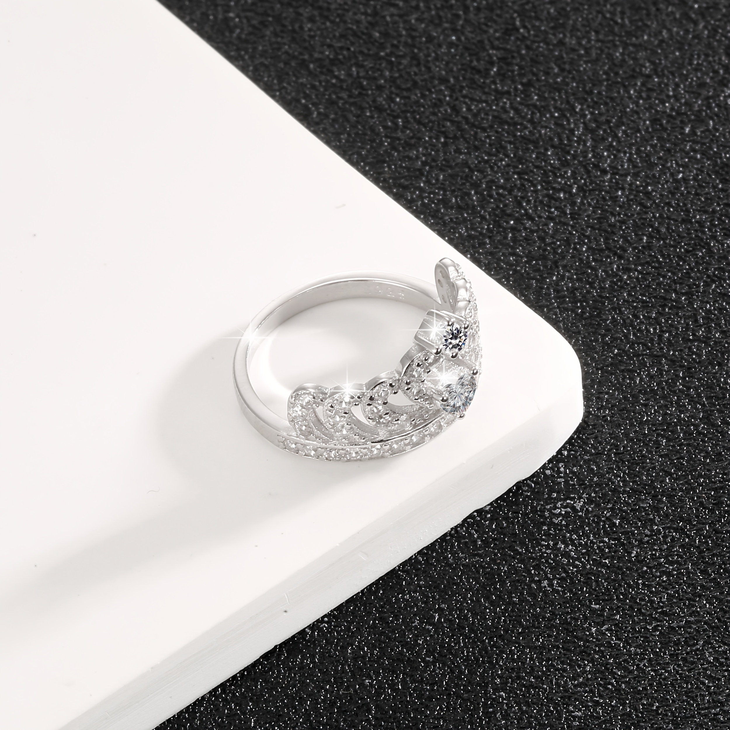 S925 Silver Princess Crown Ring with Cubic Zirconia