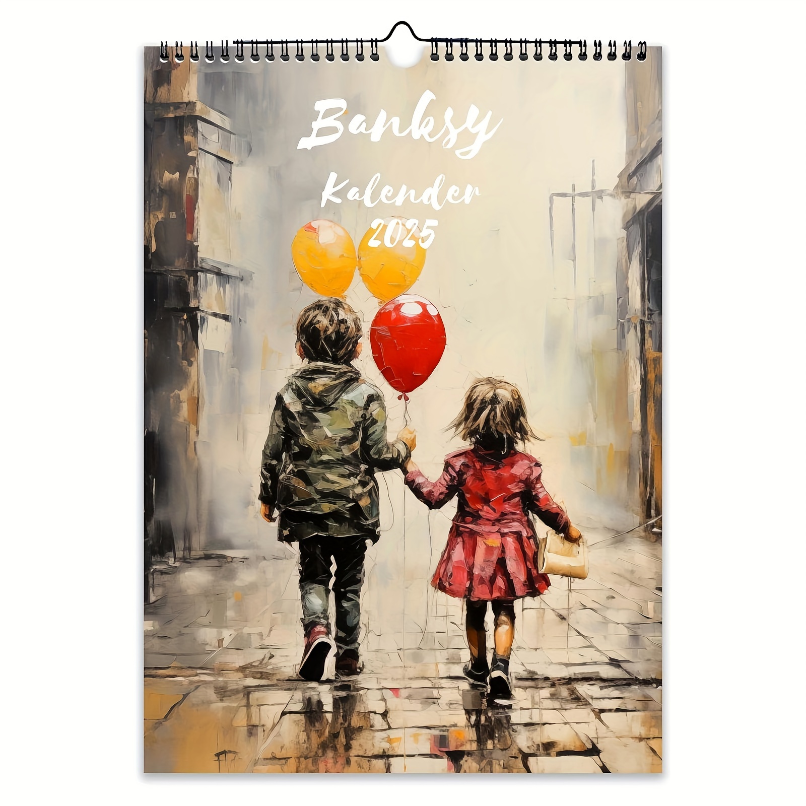 

Banksy-inspired Street Art Canvas Wall Calendar - , 18x12in, Featuring Iconic Balloon , In , Ginger, , White, Pink, Black