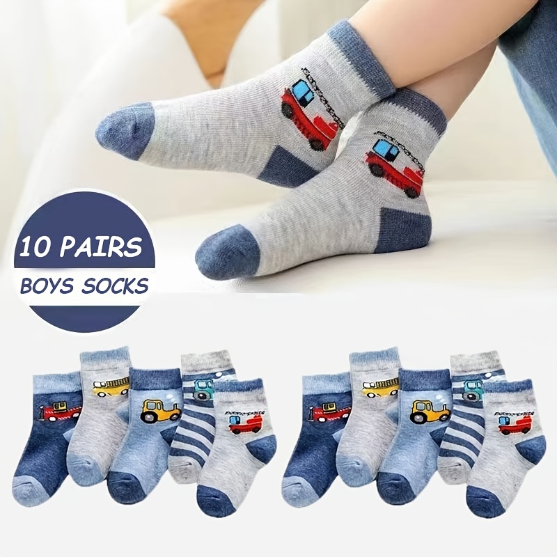 E-shop 10 Paar Auto-Themen Socken - Niedliche Auto- & Rennwagenmotive für alle Gelegenheiten, Geruchsresistent & Atmungsaktiv, Kinder-Schul- &