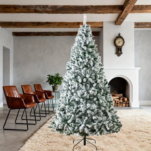 christmas tree artificial snow green christmas tree snowflake christmas tree decorations modern living room decor home and commercial spaces foldable metal base essential christmas decorations 4 feet