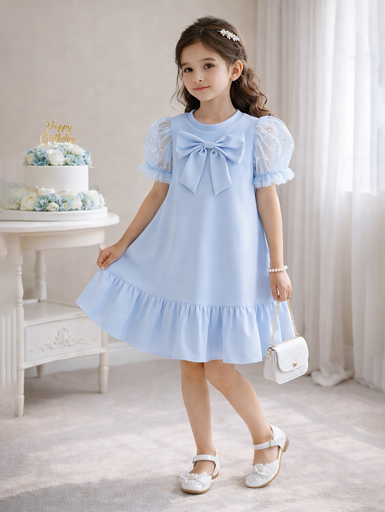 girl blue dress sold on Temu United States