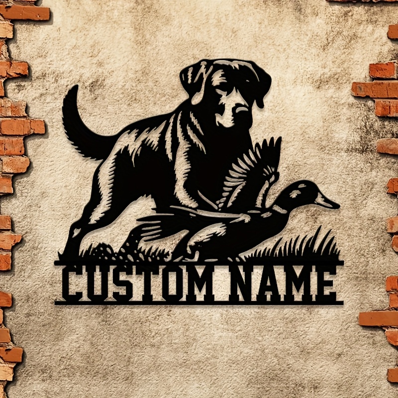 

Personalized Duck Hunting Metal Sign, Custom Name Figurine, Other Metal, With Rustic Wall Decor, For , Unique Gift For Dog Lovers