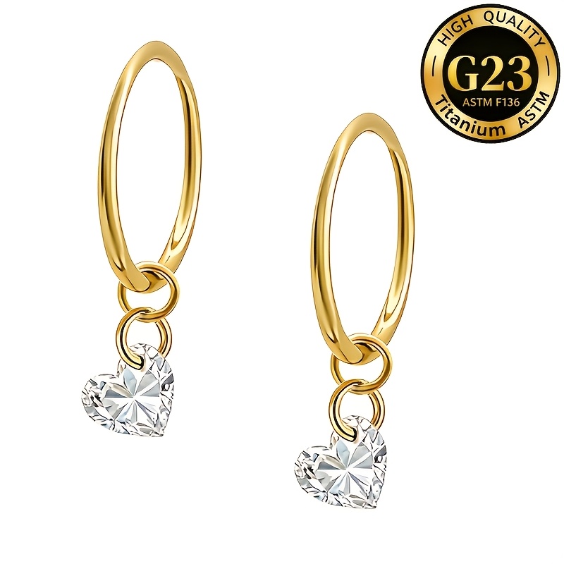 Women's Heart-shaped Drop Nose Ring with Hypoallergenic Clasp