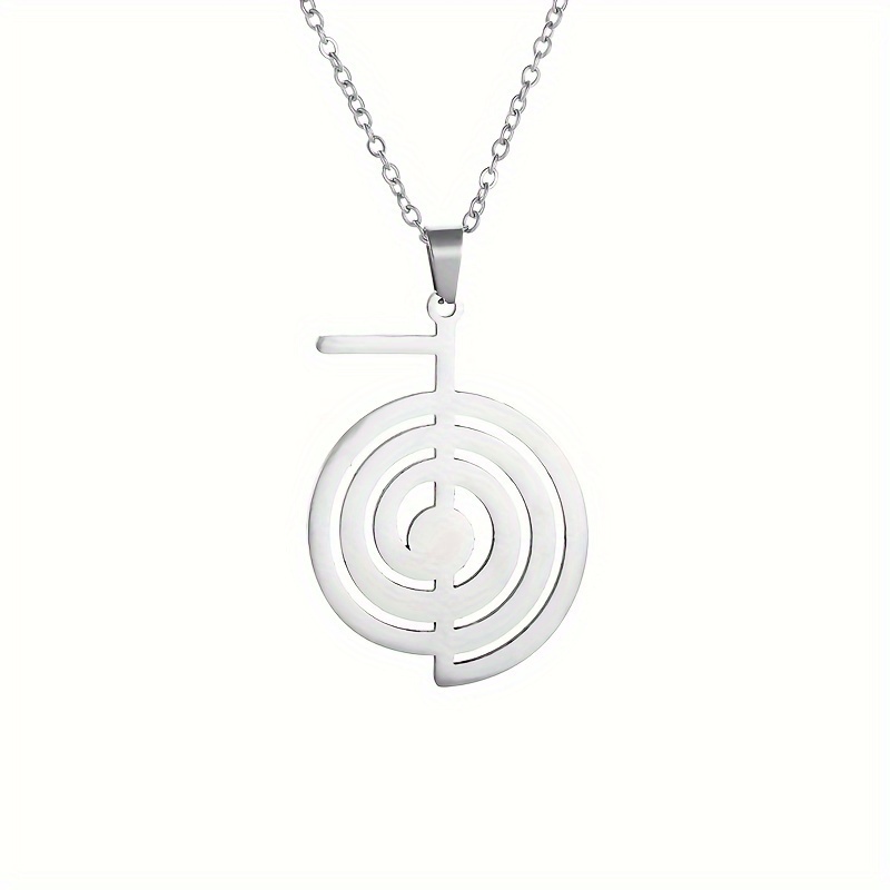 TEMU A, Fashionable And Versatile 304 Stainless Steel Spiral Circle Pendant Necklace For Men, Which Worn Daily And When Traveling.
