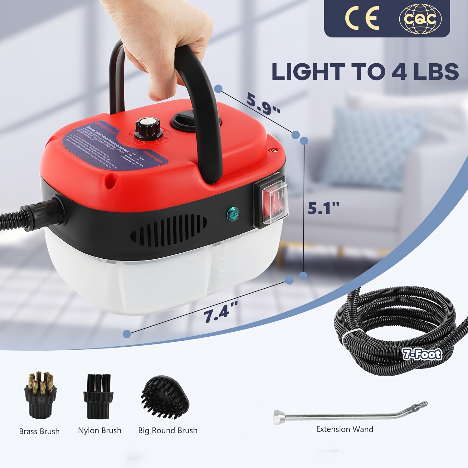 

2500w High Handheld Cleaner, 1l Portable Car Cleaner, 6--pressure Temperature Cleaner With 3 Brush Heads For Cleaning Kitchen Furniture, Home, And Car - Christmas Gifts