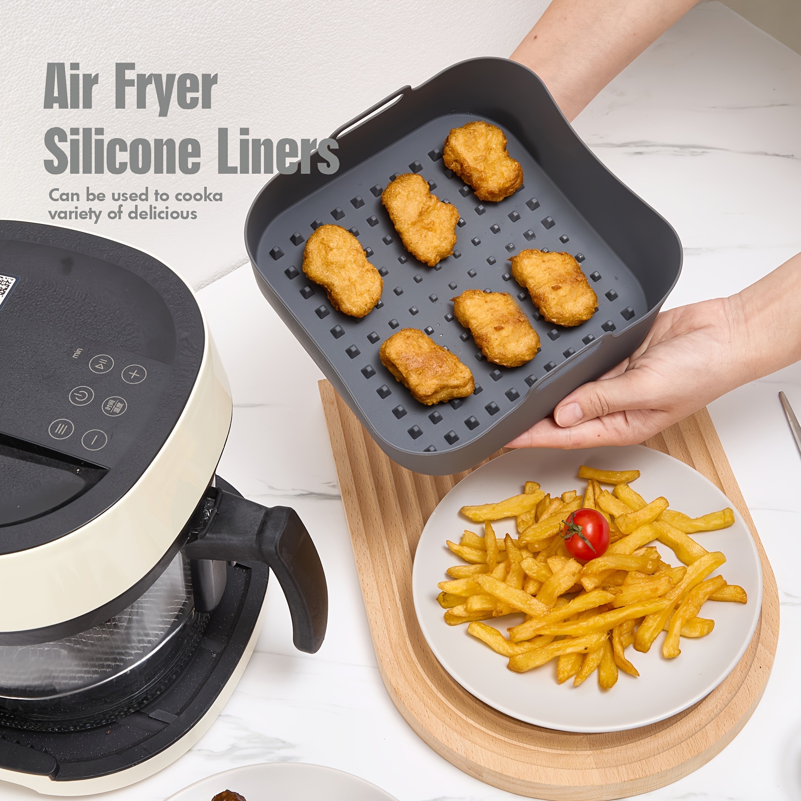 

Silicone Air Fryer Liners, Reusable Food-grade High-temperature Resistant, Square Baker Tray Inserts, Baking Silicone Pads, Kitchen Accessories For