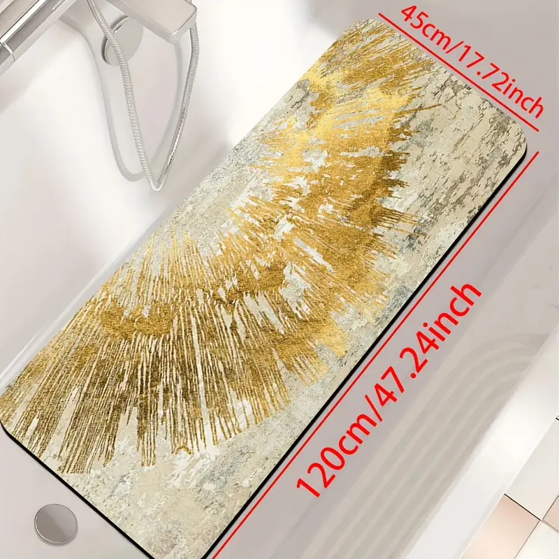1pc of diatomite bathroom anti slip mat golden art pattern print design quick drying non slip and water absorbing floor mat soft and comfortable suitable for bathrooms shower rooms laundry rooms bedroom floor mats kitchen floor mats rv bathrooms Product details 5