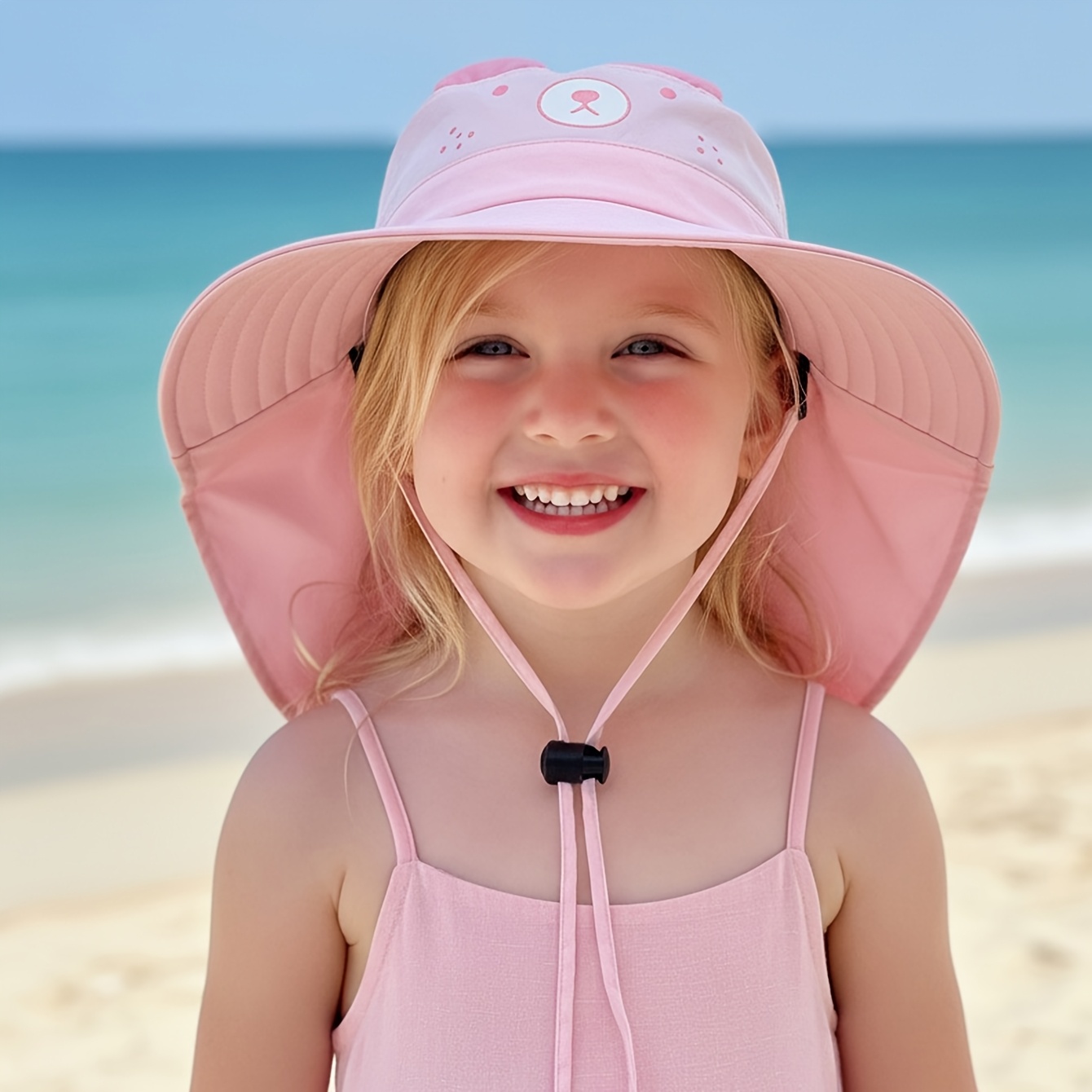 1pc girls to pre teen cartoon sunshade shawl hat spring summer style with adjustable cord outdoor sports hat with whistle random whistle color lightweight and multifunctional shawl hat and shade shawl hat must have travel and outdoor