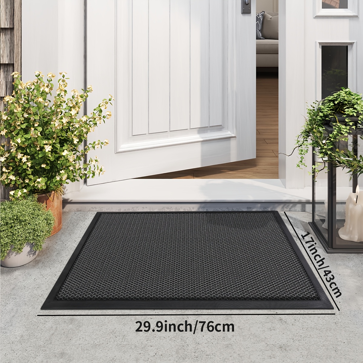 Image of 1pc Door Mat Door Mat, Welcome Door Mats Entryway Mat Indoor Front Door Rugs, Solid Color Non Slip Low Profile Absorbent Washable Door Mat For Entry, Patio Home Decor