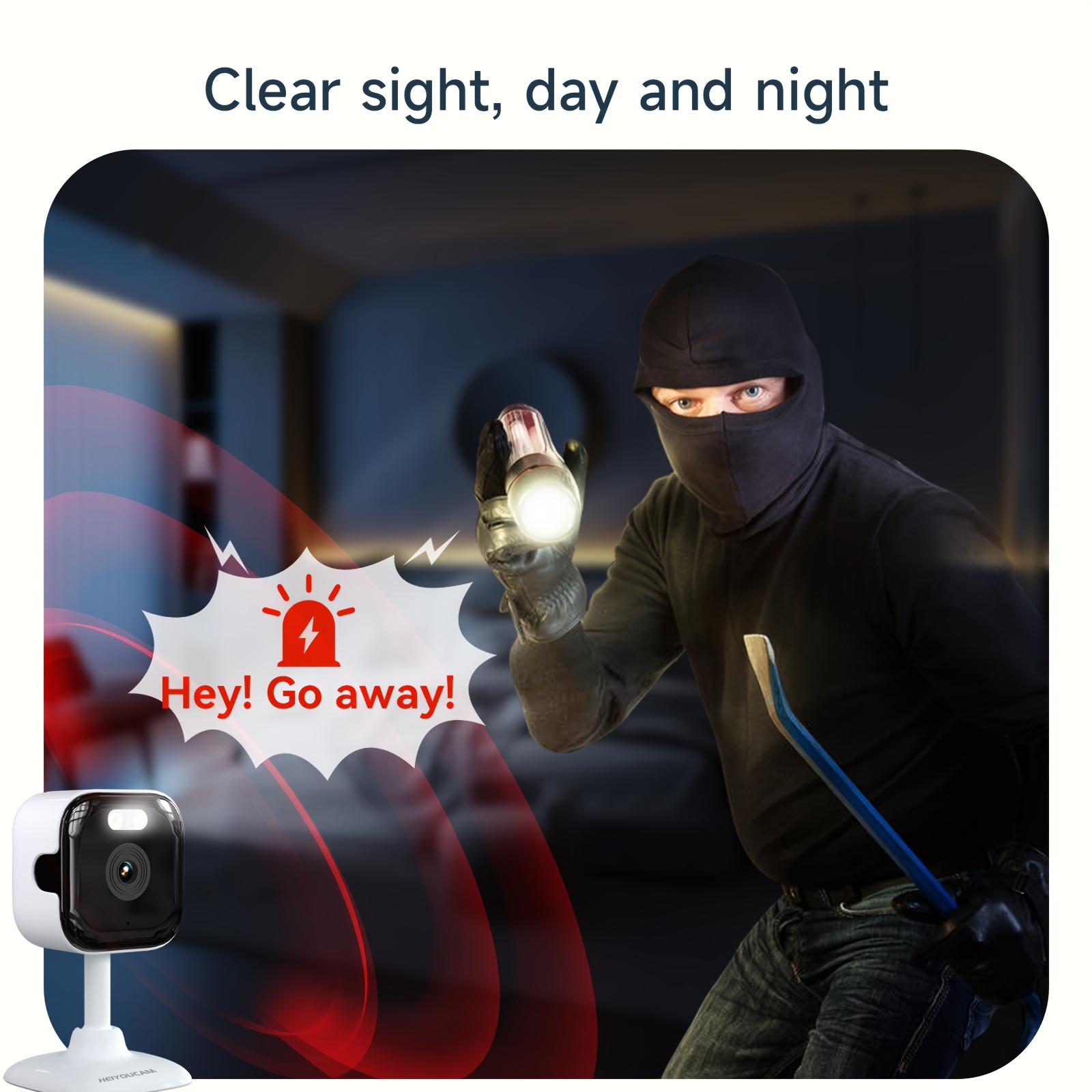 HEIYOUCAM 3MP Full HD Surveillance Camera, 2.4G/5GHZ Dual Band Wireless Camera, Full-Color Night Vision, Two-Way Voice Call, Motion Detection, Built-in AP Hotspot, Can Be Viewed Without Internet, Take Care of Children, Elderly And Pets Safety
