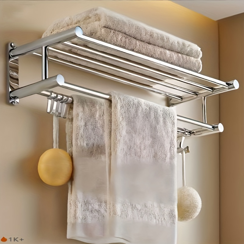 stainless steel bathroom towel rack modern fashion wall mounted rust proof design no drill self   installation space saving storage organizer suitable for shower supplies bathrobes and towels bathroom accessories towel rack