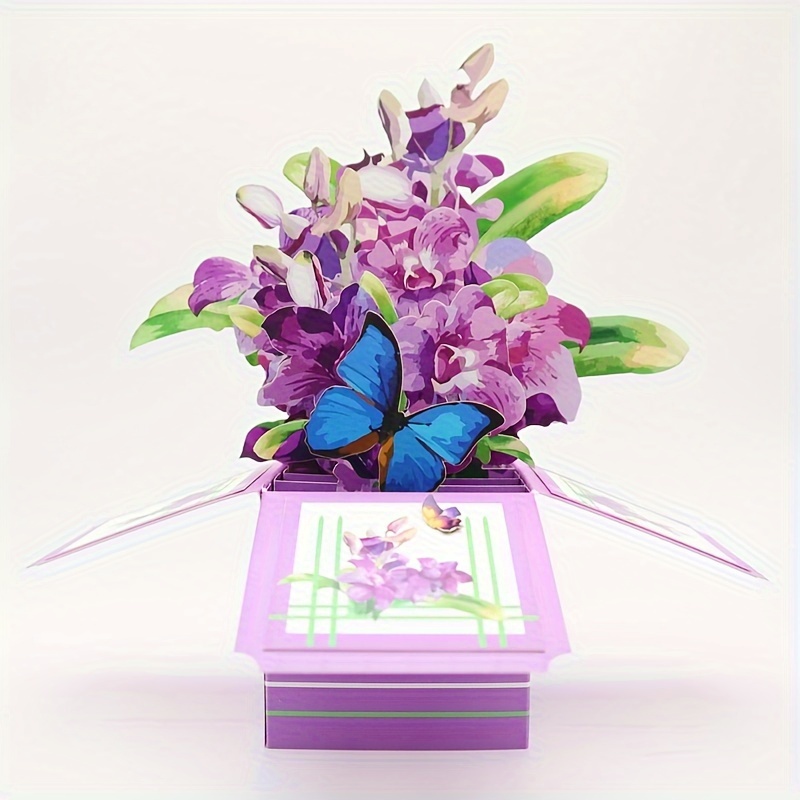 

Carte 3D Pop-Up Orchidée - Parfaite pour la décoration intérieure et des mères, les anniversaires avec enveloppe et carte de notes, motif floral, carte de vœux en pour tous